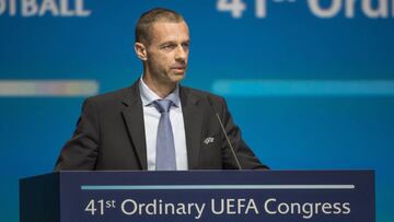 HLS116 HELSINKI (FINLANDIA) 05/04/2017.- El presidente de la UEFA, Aleksander Ceferin, durante el 41º Congreso Ordinario de la UEFA en Helsinki (Finlandia).