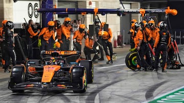 Piastri, tras hacer una parada en boxes con el McLaren en Qatar.