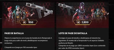 Apex Legends Temporada 4: precio y todas las recompensas del Pase de Batalla