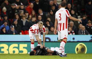 Marko Arnautovic after fouling Southampton's Sofiane Boufal