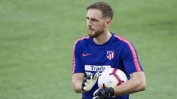 Oblak, en un entrenamiento del Atl&eacute;tico de Madrid