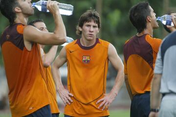 Leo Messi durante un entrenamiento en 2004. 