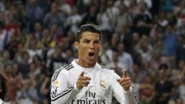 Cristiano celebra un gol en el Bernabéu