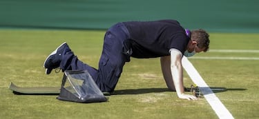 Cuidando con mimo la hierba de Wimbledon
