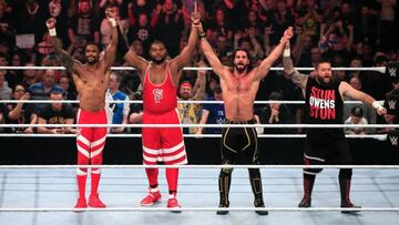 Street Profits (Montez Ford y Angelo Dawkins), Seth Rollins y Kevin Owens, en Raw.