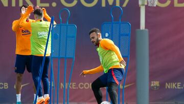 Braithwaite en un entrenamiento del Barcelona.
Braithwaite
