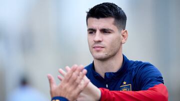 Álvaro Morata, en un entrenamiento en Las Rozas.