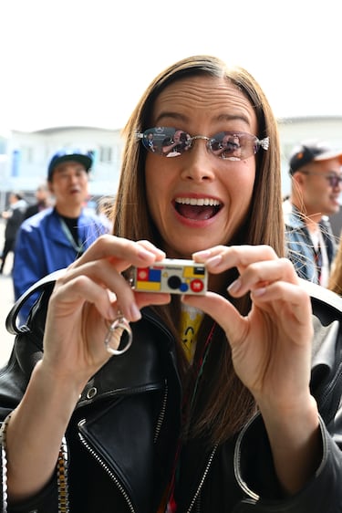 Brie Larson durante el Gran Premio de Japón de la Fórmula 1.