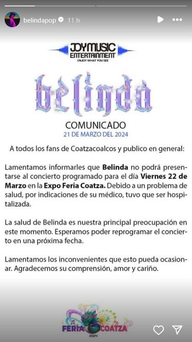 Belinda es hospitalizada de emergencia: ¿cuál es su estado de salud?