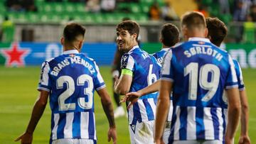 Elustondo celebra uno de los goles de la Europa League.