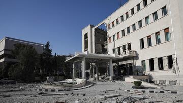 A view of a destroyed building, after powerful airstrikes shook Damascus on Wednesday, targeting the defense ministry, as Israel vowed to destroy Syrian government forces attacking Druze communities in southern Syria and demanded their withdrawal, in Damascus July 16, 2025. REUTERS/Khalil Ashawi