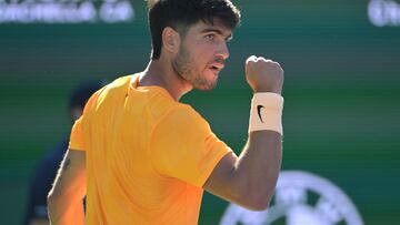 Carlos Alcaraz, durante su partido contra Casper Ruud en Indian Wells.