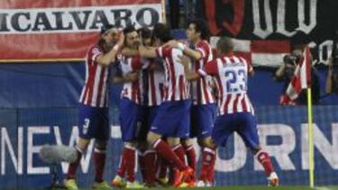 Koke celebra el gol conseguido ante el Barcelona.