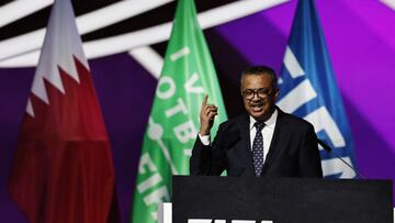 Soccer Football - 72nd FIFA Congress - Doha Exhibition &amp; Convention Center, Doha, Qatar - March 31, 2022 Director-General of the World Health Organization Tedros Adhanom Ghebreyesus during the FIFA Congress REUTERS/Hamad I Mohammed