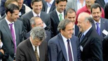 Platini, con Villar y Del Bosque.