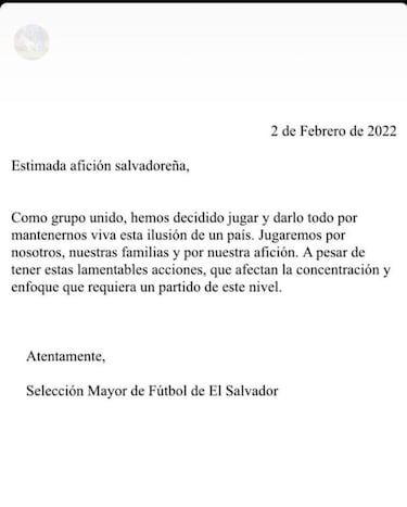 Los jugadores de El Salvador disputarán el partido pese a renunciar previamente a ello