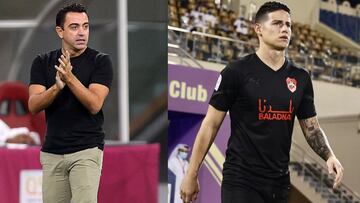 Xavi Hernández, DT de Al Sadd enfrentó a James Rodríguez, 10 de Al Rayyan en un Clásico entre Real Madrid y Barcelona. El colombiano le ganó el duelo