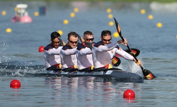 Saúl Craviotto, Carlos Arévalo, Marcus Cooper y Rodrigo Germade, el K4 español bronce olímpico. 
