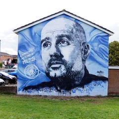 Reparan un grafiti de Guardiola en Manchester que había sido vandalizado