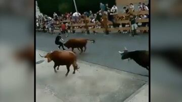 Bull-runner's astonishing escape