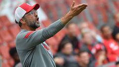 Liverpool manager J&uuml;rgen Klopp reacts during the friendly match Liverpool v FC Salzburg in Salzburg, Austria on August 25 2020.