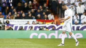 El delantero del Real Madrid, Karim Benzema, durante un partido.