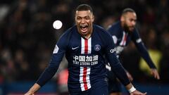 Kylian Mabappé celebra un gol con el PSG.