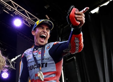 Alegría del piloto español nacido en Cervera tras ganar en el día de ayer el Sprint del Gran Premio de Aragón de MotoGP.