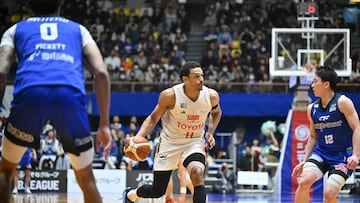 Sebas Saiz, durante un partido en Japón con el Alvark Tokyo.