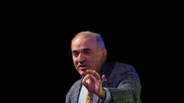 Russian former world chess champion Garry Kasparov speaks to the audience at the Mobile World Congress (MWC) in Barcelona, Spain March 3, 2025. REUTERS/Nacho Doce