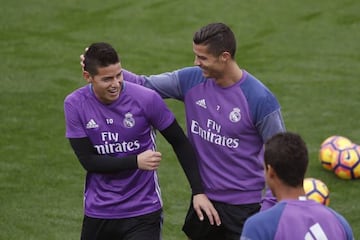 Real Madrid's Cristiano Ronaldo and James Rodríguez