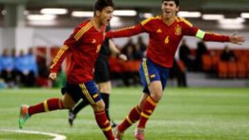 Alegr&iacute;a de los jugadores de la Selecci&oacute;n espa&ntilde;ola Sub-16 ante Inglaterra.