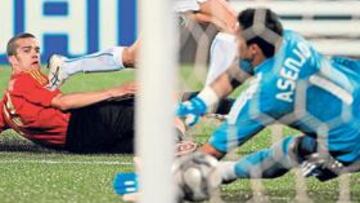 <b>EL ADIÓS. </b>Así marcó Mustacchio el tercer gol italiano y certificó la eliminación de España