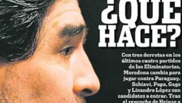 <b>MUCHAS DUDAS. </b>Reproducción de la portada de 'Olé' de ayer.