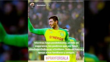 Messi y varios futbolistas más piden seguir buscando a Sala