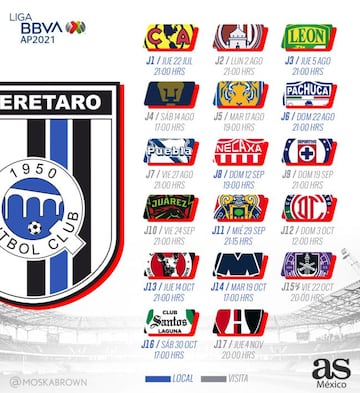 Calendario de Querétaro para el Apertura 2021