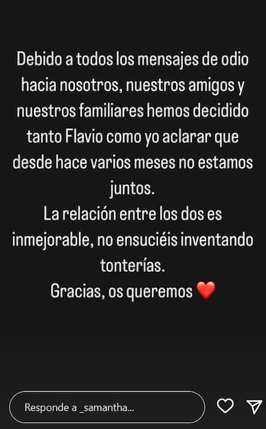 Samantha y Flavio, de ‘OT2020’, rompen su relación tras tres años
