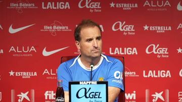 Jagoba Arrasate, entrenador del RCD Mallorca, en la rueda de prensa previa al partido de Copa contra el Atlètic Sant Just.