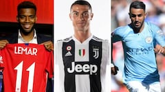 Lemar (Atl&eacute;tico) ,Cristiano Ronaldo (Juventus) y Riyad Mahrez (Manchester City), fichajes m&aacute;s caros de LaLiga Santander, la Serie A y la Premier League.