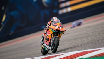 AUSTIN, TEXAS - APRIL 14: Moto2 rider Pedro Acosta of Spain and Red Bull KTM Ajo rides during the free practice of the MotoGP Red Bull Grand Prix of The Americas at Circuit of The Americas on April 14, 2023 in Austin, Texas. (Photo by Steve Wobser/Getty Images)