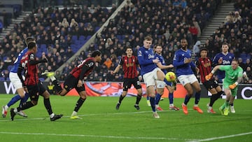 Soccer Football - Premier League - Everton v AFC Bournemouth - Hill Dickinson Stadium, Liverpool, Britain - February 10, 2026 AFC Bournemouth's Amine Adli scores their second goal REUTERS/Phil Noble EDITORIAL USE ONLY. NO USE WITH UNAUTHORIZED AUDIO, VIDEO, DATA, FIXTURE LISTS, CLUB/LEAGUE LOGOS OR 'LIVE' SERVICES. ONLINE IN-MATCH USE LIMITED TO 120 IMAGES, NO VIDEO EMULATION. NO USE IN BETTING, GAMES OR SINGLE CLUB/LEAGUE/PLAYER PUBLICATIONS. PLEASE CONTACT YOUR ACCOUNT REPRESENTATIVE FOR FURTHER DETAILS..