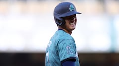 SEATTLE, WASHINGTON - JULY 11: Shohei Ohtani #17 of the Los Angeles Angels reacts during the 93rd MLB All-Star Game presented by Mastercard at T-Mobile Park on July 11, 2023 in Seattle, Washington.   Steph Chambers/Getty Images/AFP (Photo by Steph Chambers / GETTY IMAGES NORTH AMERICA / Getty Images via AFP)