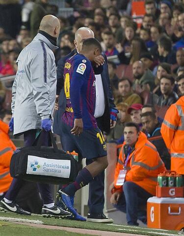 Barça's Malcom in tears after injury
