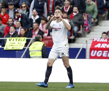 Atlético de Madrid 2-2 Sevilla | Ocampos engañó a Oblak desde los once metros. El penalti vino de una falta de Trippier sobre el propio Ocampos dentro del área. 