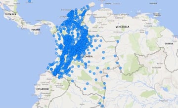 Mapa del coronavirus en Colombia.