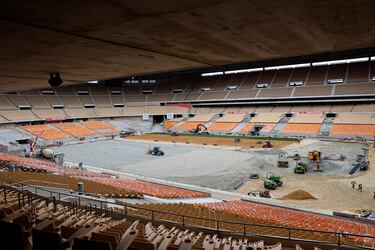 Obras en el estadio de La Cartuja. 