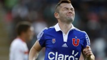 Renato Gonz&aacute;lez no pudo contener el llanto despu&eacute;s de anotar su primer gol en Universidad de Chile.