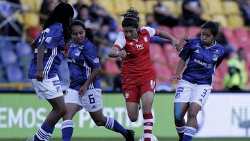 Millonarios y Santa Fe igualaron 1-1 en el partido de ida de los cuartos de final de la Liga &Aacute;guila Femenina. 