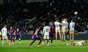 4-2. Gran lanzamiento de falta Robert Lewandowski, el balón entra por la escuadra derecha de Jaume Domenech.