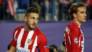 Koke y Griezmann, en un partido con el Atlético de la 2016-17. El primero jugó 54, y el segundo 53
